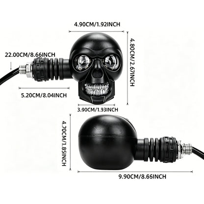 2PCS Blue Yellow Skull Head Motorcycles LED Turn Signals