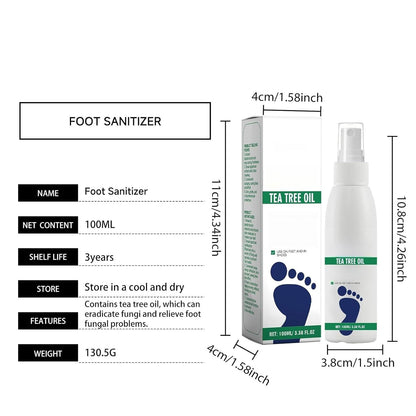 Tea Tree Oil Foot Spray - Foot & Shoe Freshness, Quick-Drying and Travel-Friendly