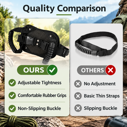 Adjustable motorcycle passenger grab strap