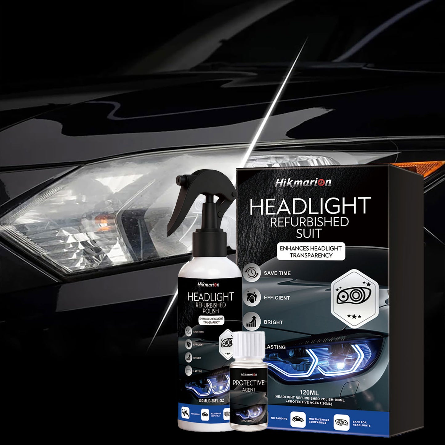 Car Headlight Restoration Polishing Kit for All Vehicle Types