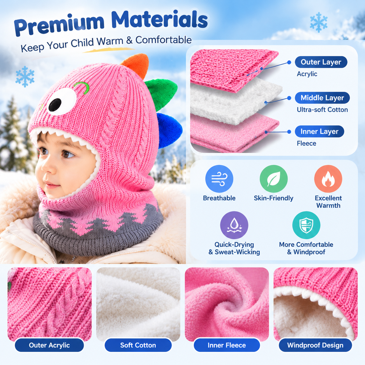 Cute Knitted Winter Hat for Children