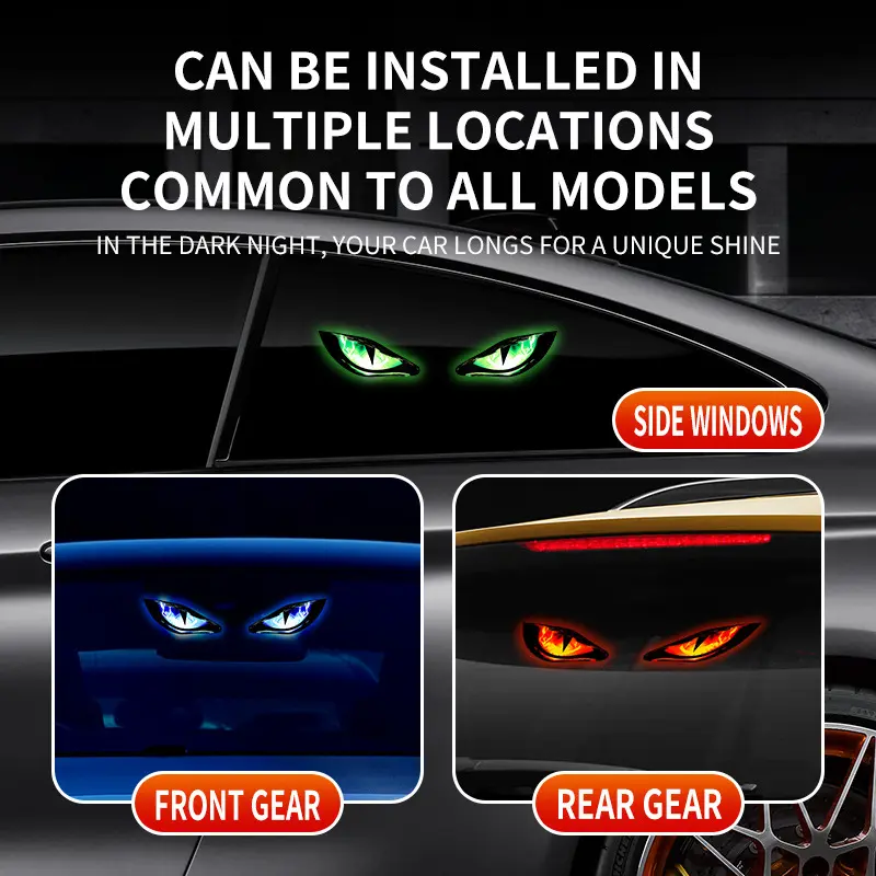 Wireless No Drill Solar and USB Powered Devil Eyes Warning Lights for Cars Windshield Rear Window