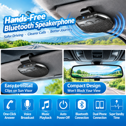 Bluetooth 5.0 Wireless Car Sun Visor Hands-Free Kit
