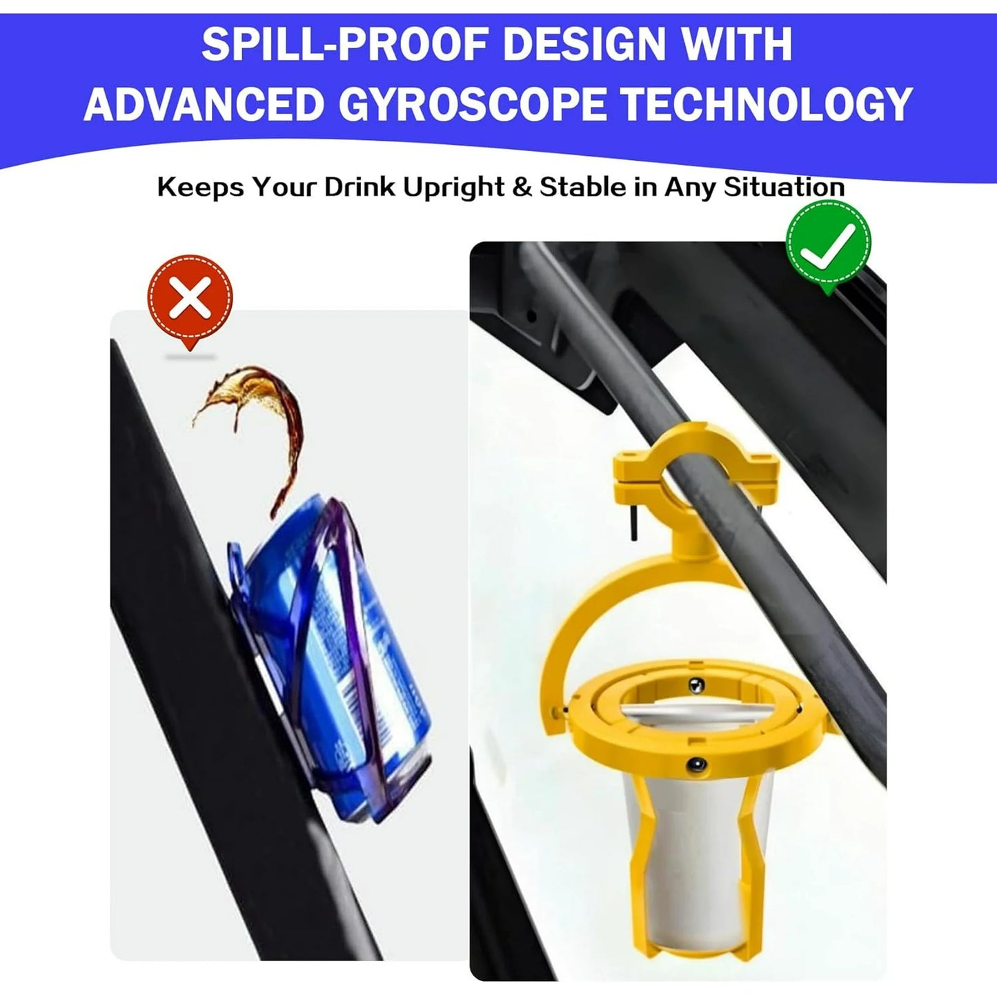 New Gyroscopic Cup Holder, 360° Rotatable & Self-Leveling. Anti-Spill 3D Design