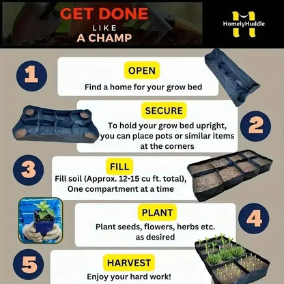 128 Gallon 8-Grid Fabric Breathable Raised Garden Bed