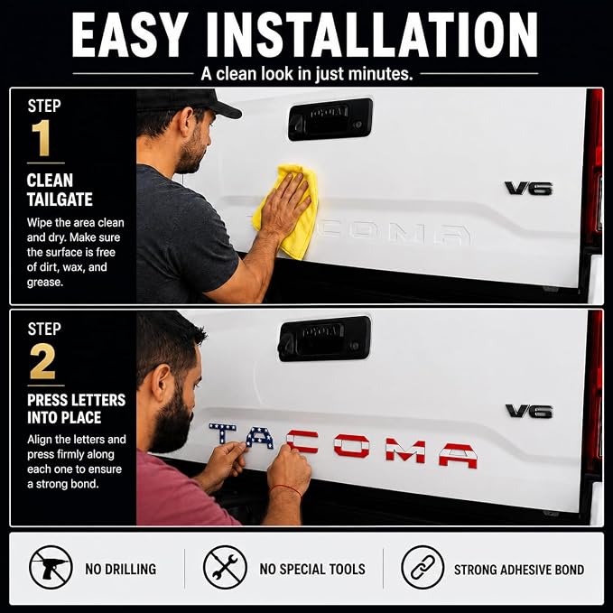 Matte Black Raised Tailgate Insert Emblem Letters - Stylish Accessories and Perfect Gift for Truck Drivers