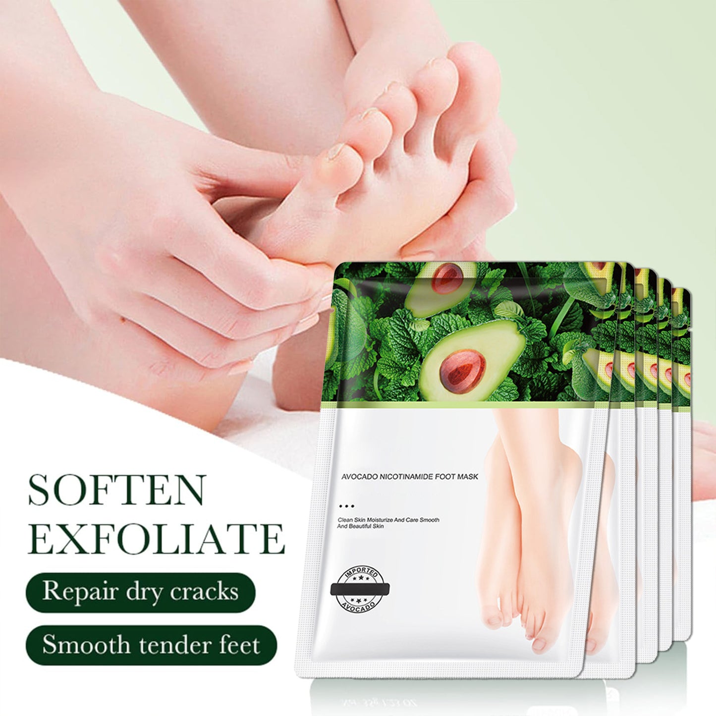 Foot Mask for Cracked Feet Repairing Foot Moisturizing MasksTreatment with Avocado Oil (3 Pairs)