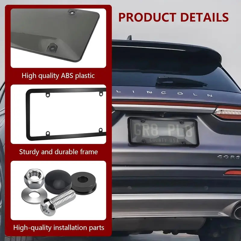 2 Pcs Clear Automotive License Plate Cover and Frame with Screws