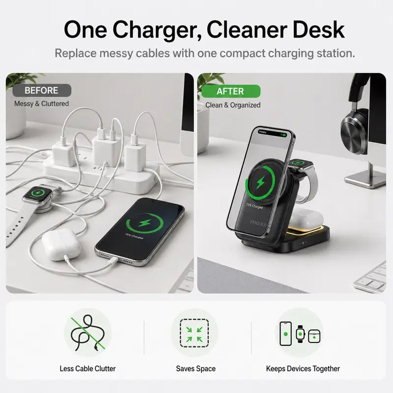 3-in-1 Foldable Magnetic Wireless Charger