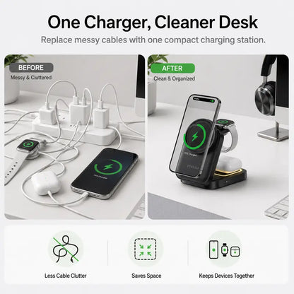 3-in-1 Foldable Magnetic Wireless Charger