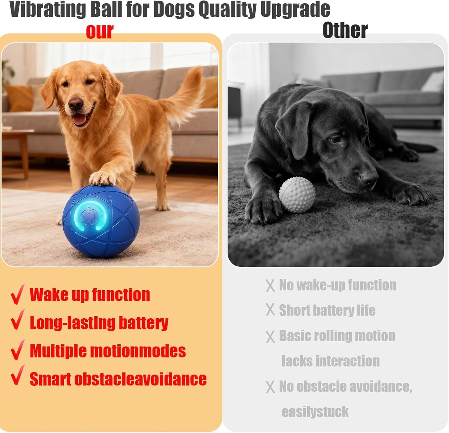2PCS Dog interactive ball toy,Suitable for small/medium/large dogs