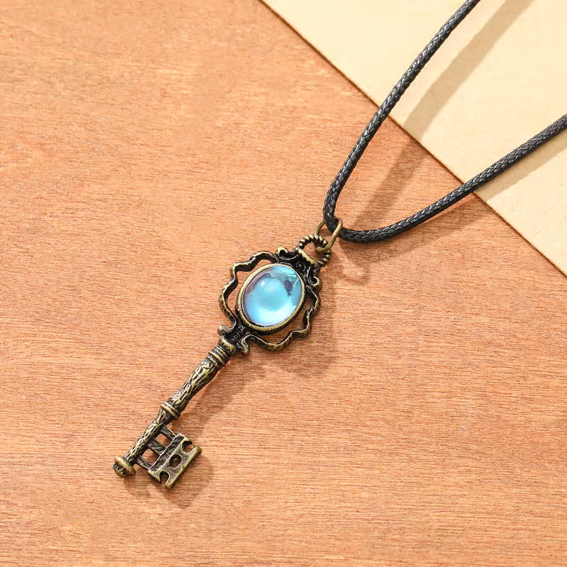 Moonstone Hecate Key Pendant Neckalce With Cord Chain