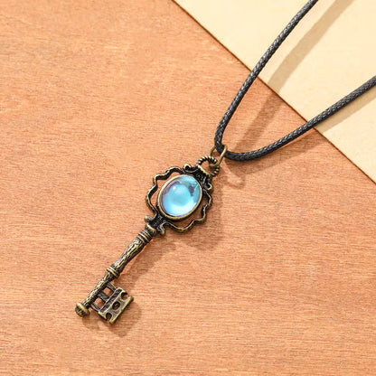 Moonstone Hecate Key Pendant Neckalce With Cord Chain