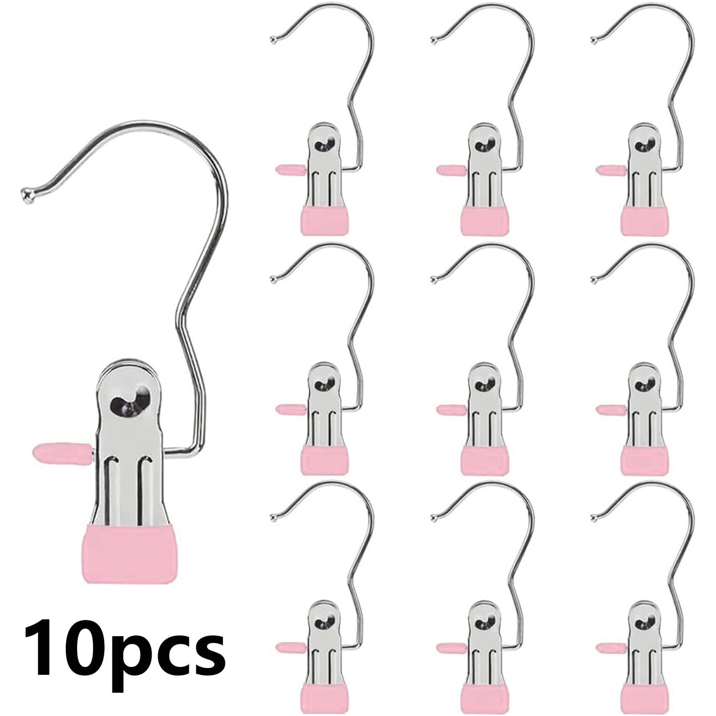 10Pcs Stainless Multi Function Clip Hooks,Laundry Hanging Hooks Clips,Closet Hangers,Boot Clips