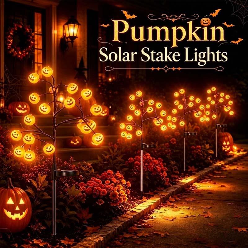 Solar Pumpkin Stake Lights, 20-Head Halloween Garden Lights