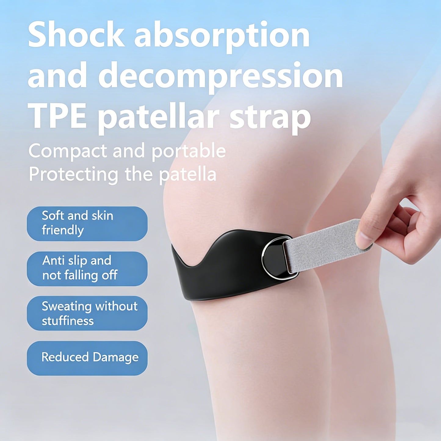 2-Pack Adjustable Patella Strap for Running & Sports - One Size Fits Most