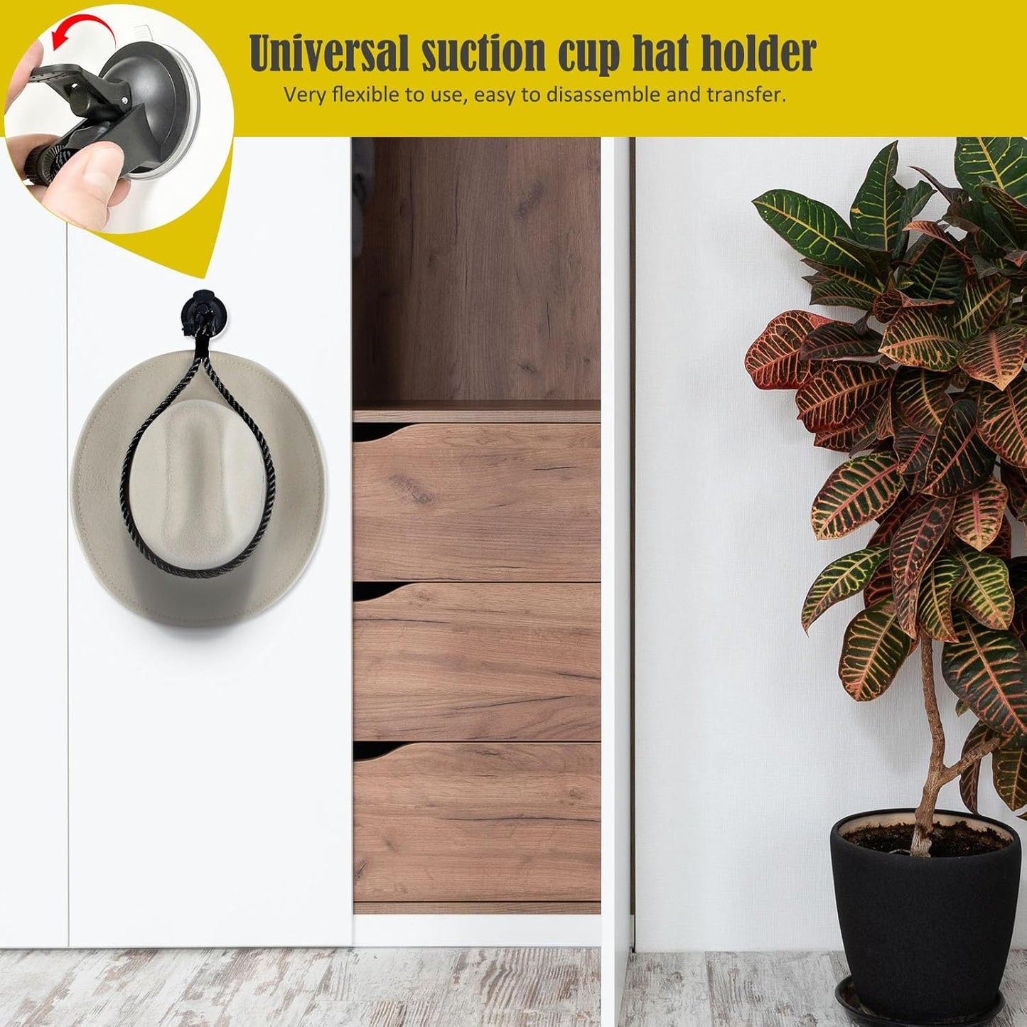 Cowboy Hat Holder for Trucks & Cars – 2-Pack Suction Cup Hat Rack