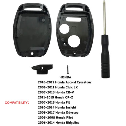 Replacement Key Fob Cover Case fits for 2006 2007 2008 2009 2010 2011 Honda Accord Civic CRV Pilot Ridgeline Odyssey Keyless Entry Remote Key Fob Shell 2+1 Button