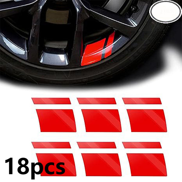 18Pcs Reflective Car Wheel Rim Decal Stripes Decoration Accessories