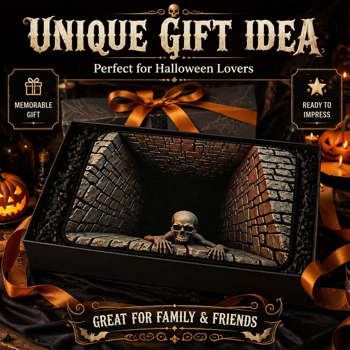 Halloween-themed 3D skull horror rug