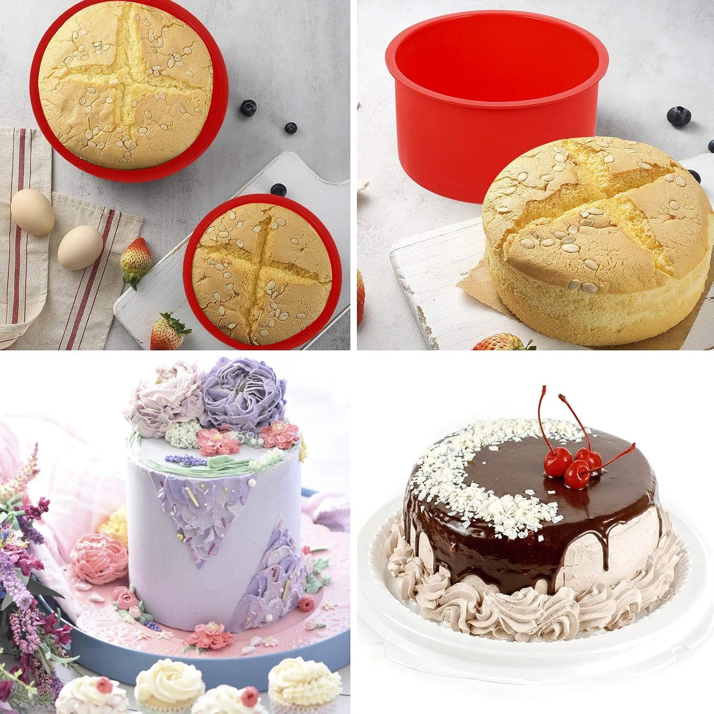 6-Piece Silicone Cake Mold Set, Round Cake Molds