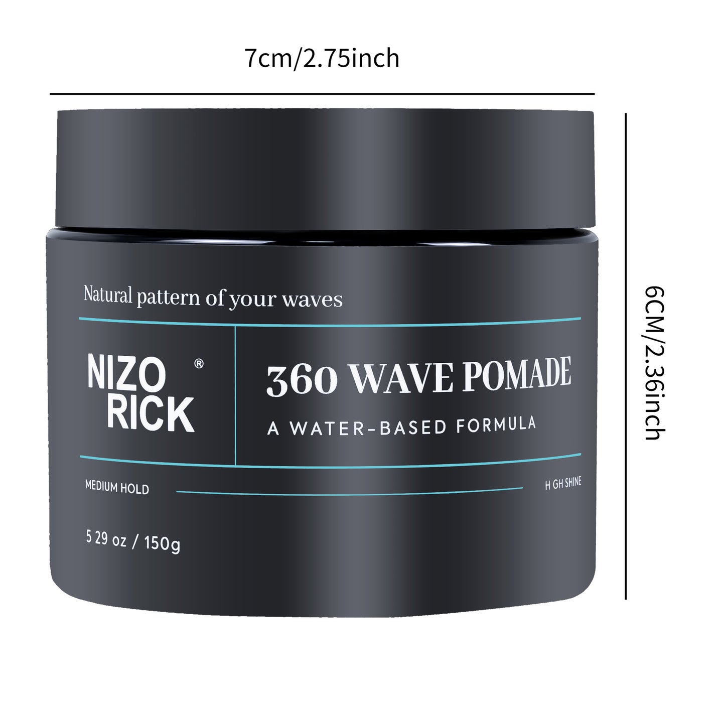 Men's 360 Wave Pomade 150g, Water-Based – Wave Styling Grease for Hair – Non-Greasy