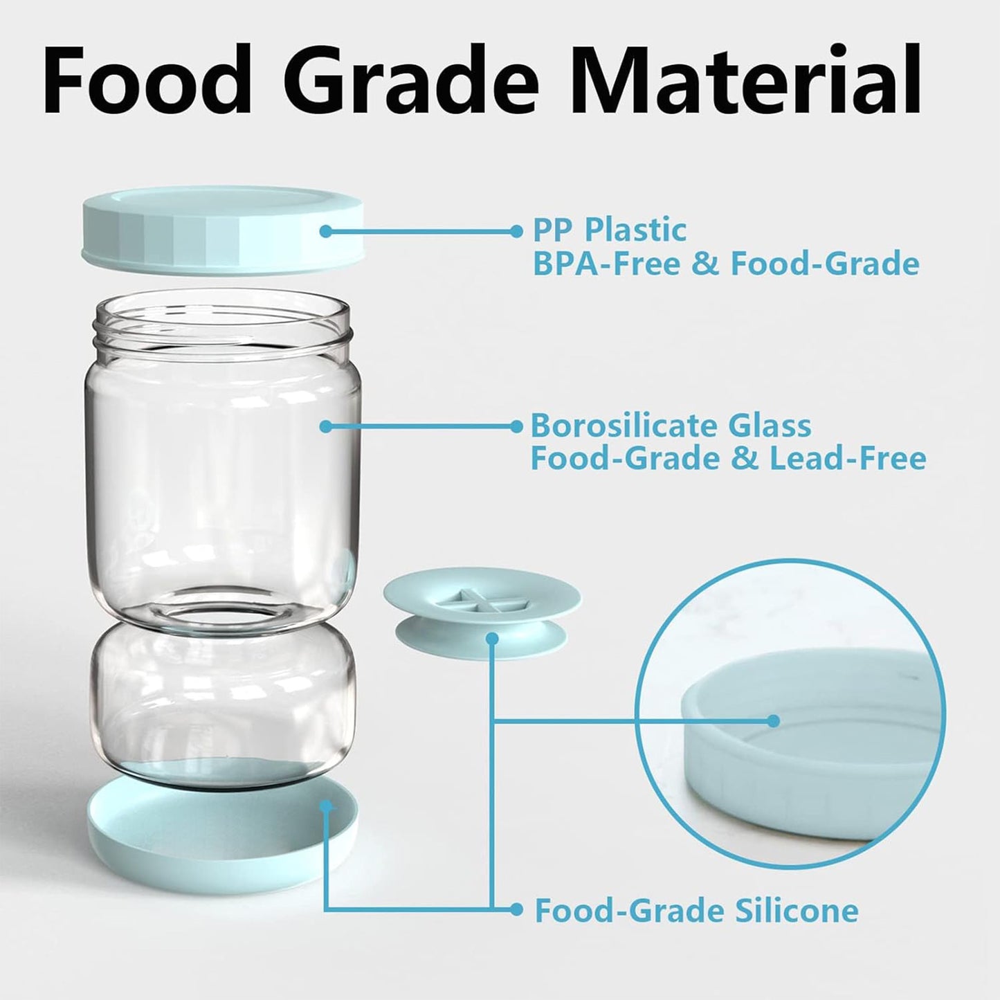 Pickle Jar with Strainer Flip,34oz Pickle Container