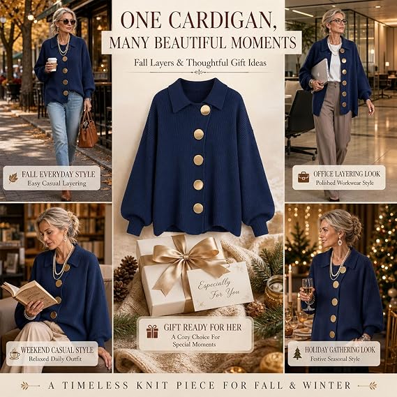 Women French Lapel Knit Cardigan