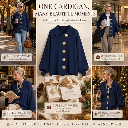Women French Lapel Knit Cardigan