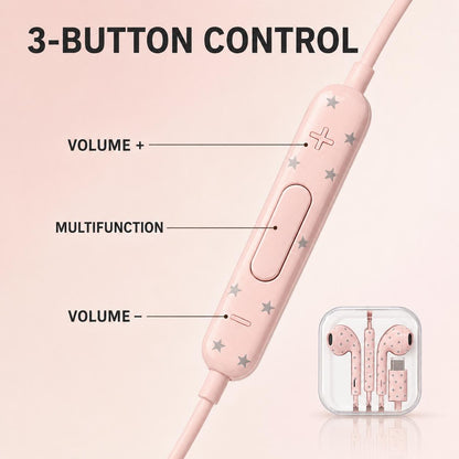 Wired Type-C Earphones with Star Pattern