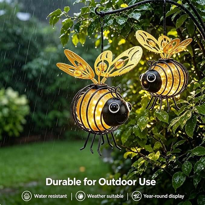 Hanging Solar Bee Light – Warm Amber Glow, Flicker-Free