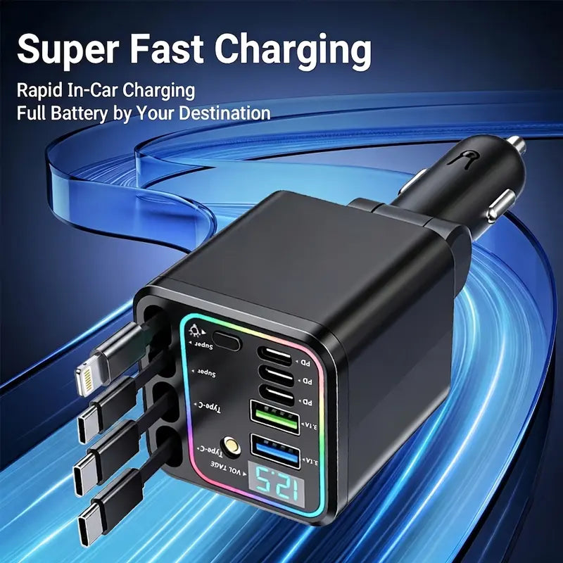9-in-1 Fast Charging Station with 4 Built-in Cables