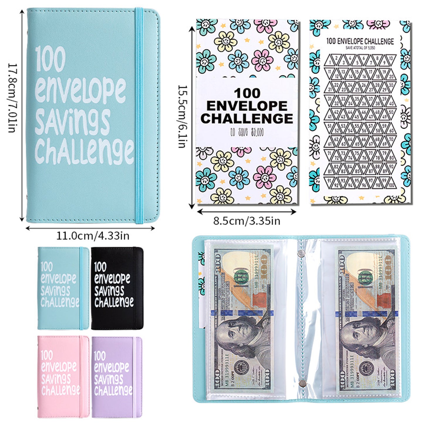 100 Days Money Saving Challenge Coin Envelope Budget Storage Book - Easy and Fun Way to Save  Money