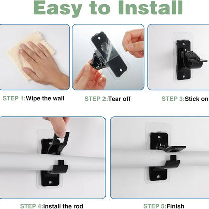 4-Pack No-Drill Curtain Rod Brackets