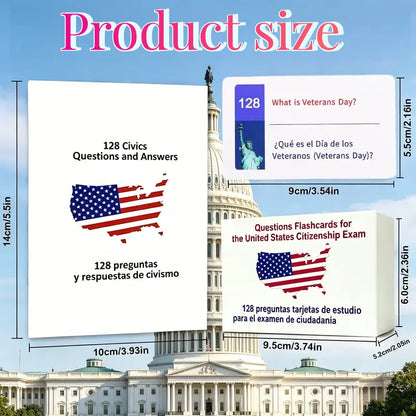 US Citizenship Flash Card Bilingual Naturalization Study Guide Combo Set