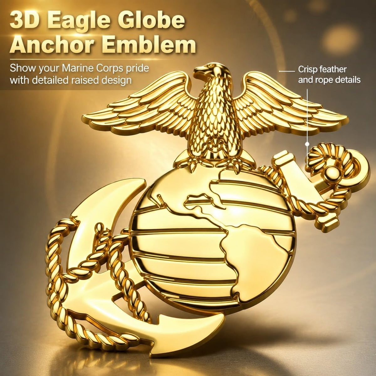Marine Corps 3D Eagle Globe Anchor Car Emblem