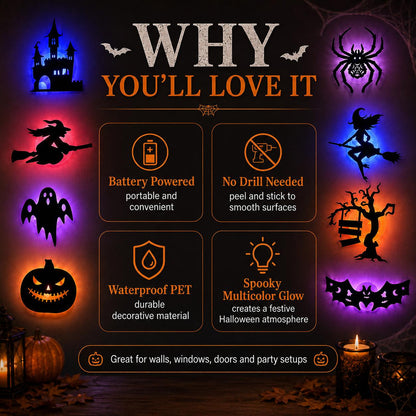 32PCS Halloween LED Silhouette Wall Light Stickers