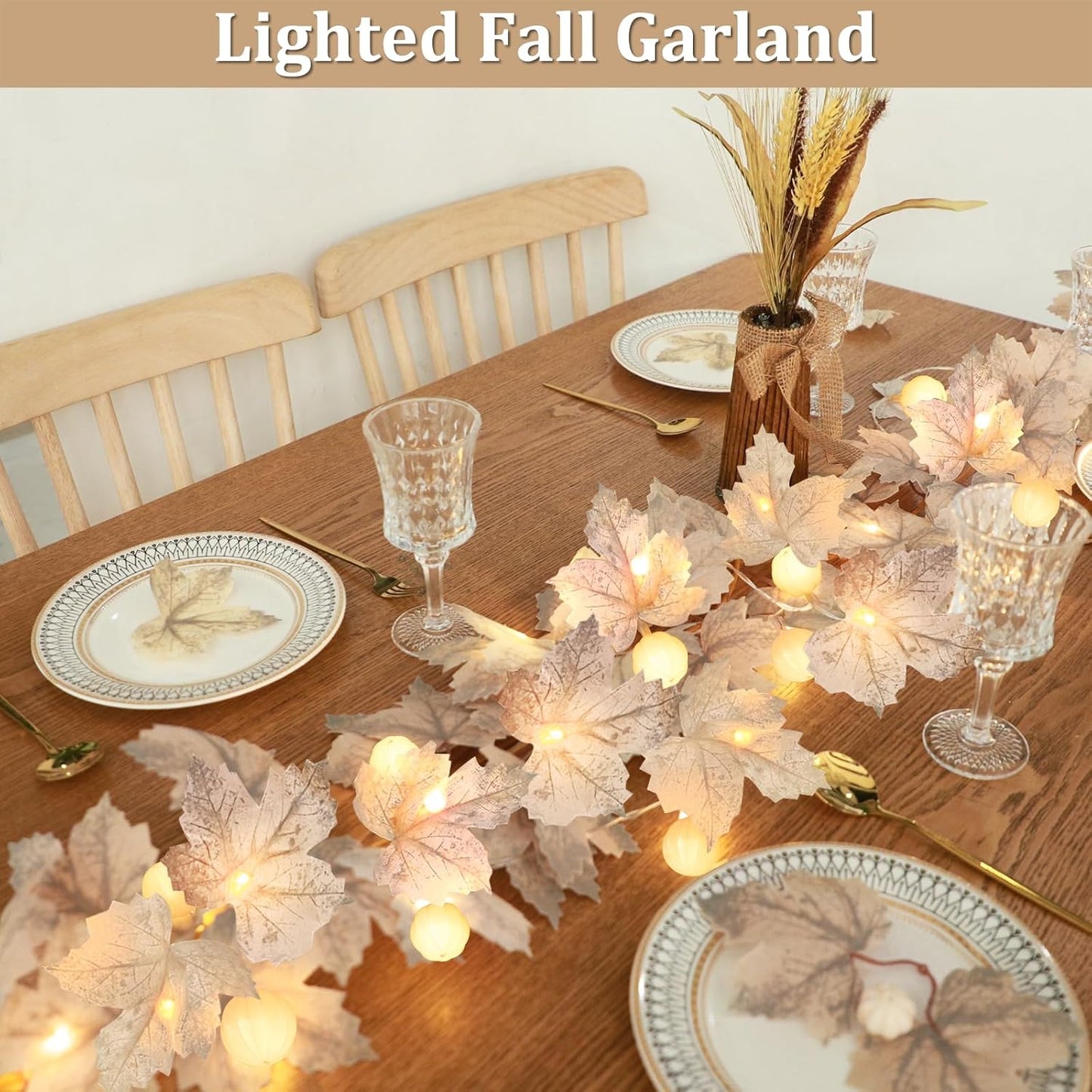 Pumpkin and Maple Leaf Shaped Autumn Decorative String Lights