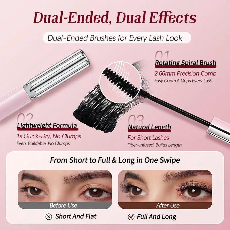 2PCS Dual-Ended 2-in-1 Glycerin-Infused Mascara for Adults