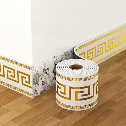 Self-adhesive vinyl skirting trim