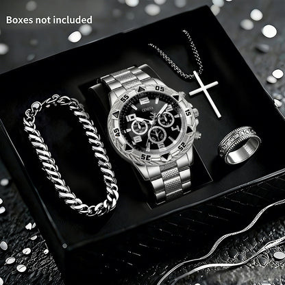 Men's 4-Piece Watch and Jewelry Set