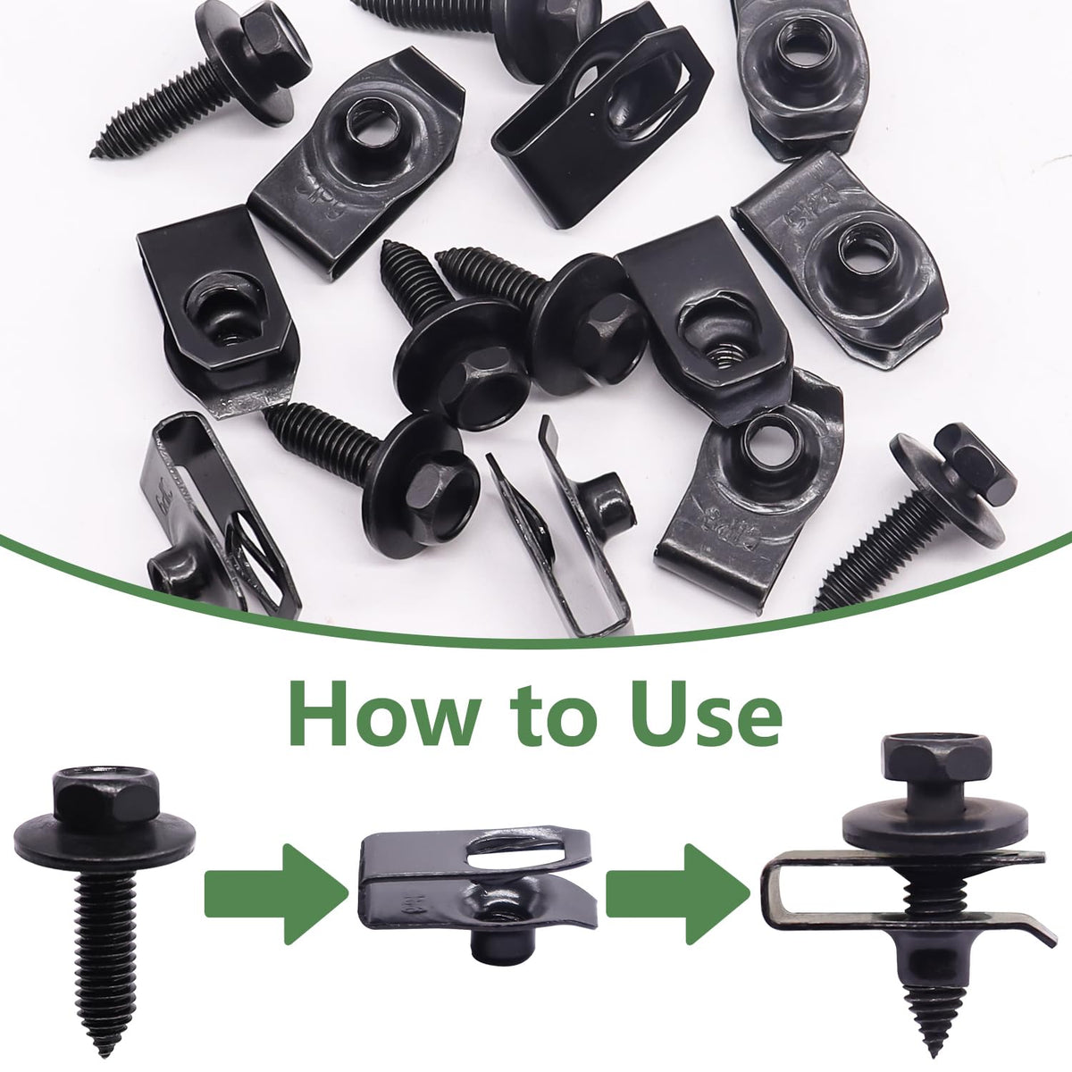 20PCS Universal Fender Liner Screw and U-Nut Kit