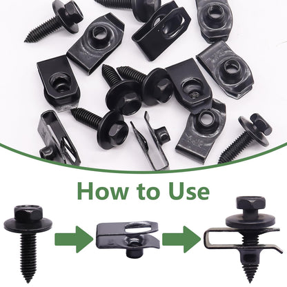 20PCS Universal Fender Liner Screw and U-Nut Kit