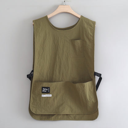 Sleeveless, multi-pocket, lightweight apron