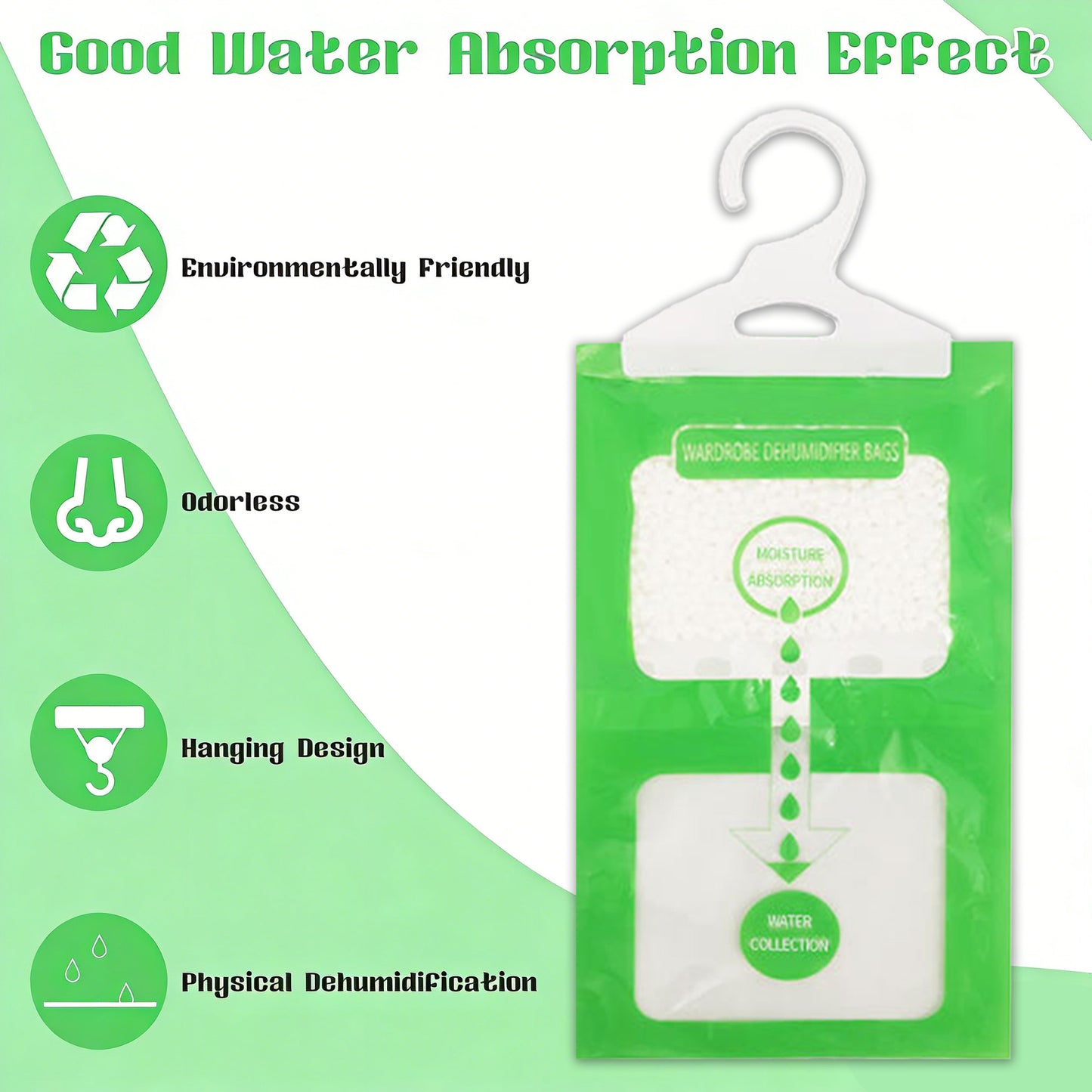 2Pcs Dehumidifier Bags, Moisture Absorber Hanging Bags, Closet Moisture Absorbers