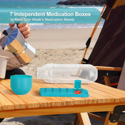2-in-1 Portable Pill Organizer Water Bottle