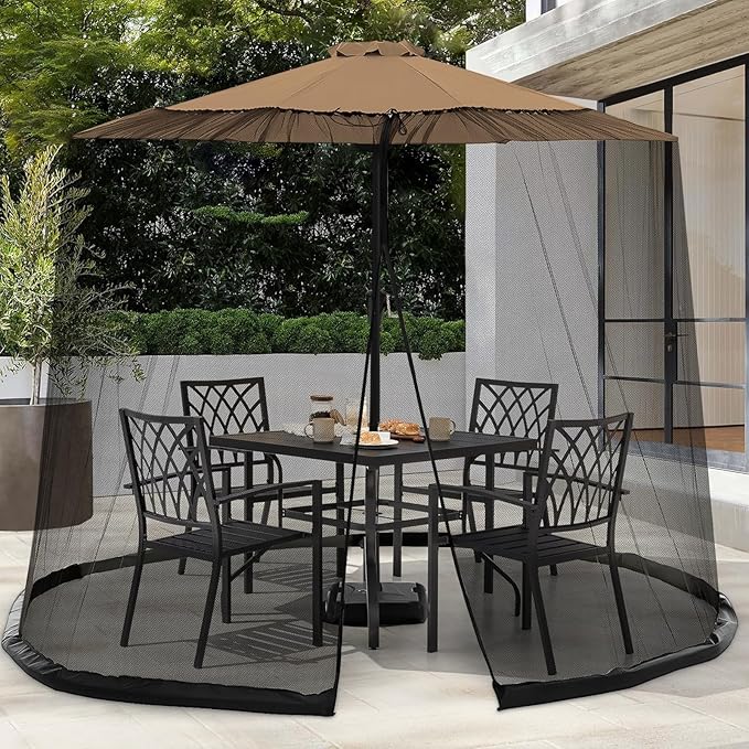 Patio Umbrella Insect Screen (with Zippered Door and Polyester Mesh)