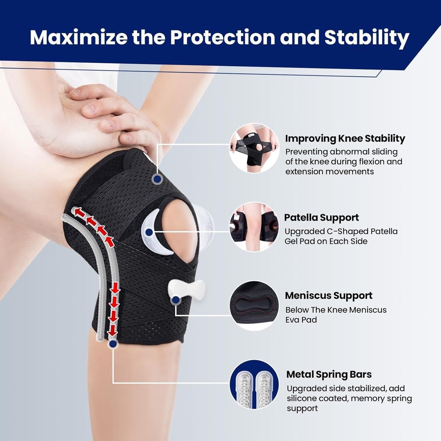 Meniscus Brace Original,Knee Brace with Side Stabilizers for Meniscus Tear