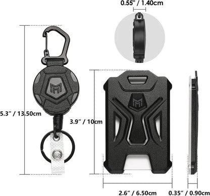 Badge Holder Retractable Clip Heavy Duty Carabiner Badge Reel Keychain with Lanyard ID Cards Holder Cool Tactical ID Holder outdoorfun