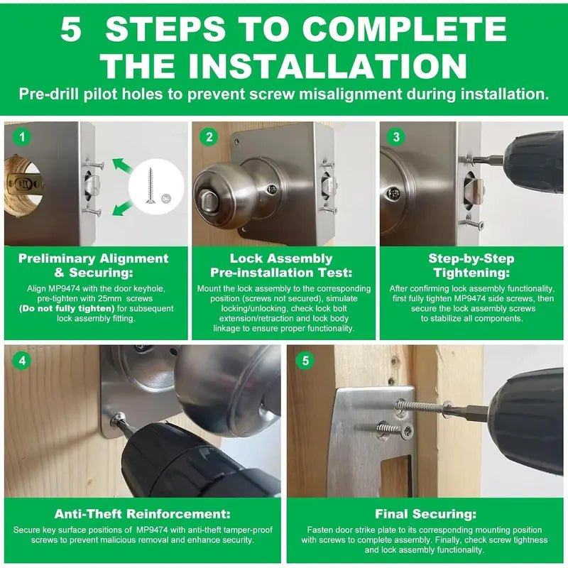 Door Reinforcement Plate & Security Strike Plate for 1-3/4" Doors